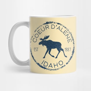 Coeur d'Alene Idaho Weathered Moose Design Souvenir Mug